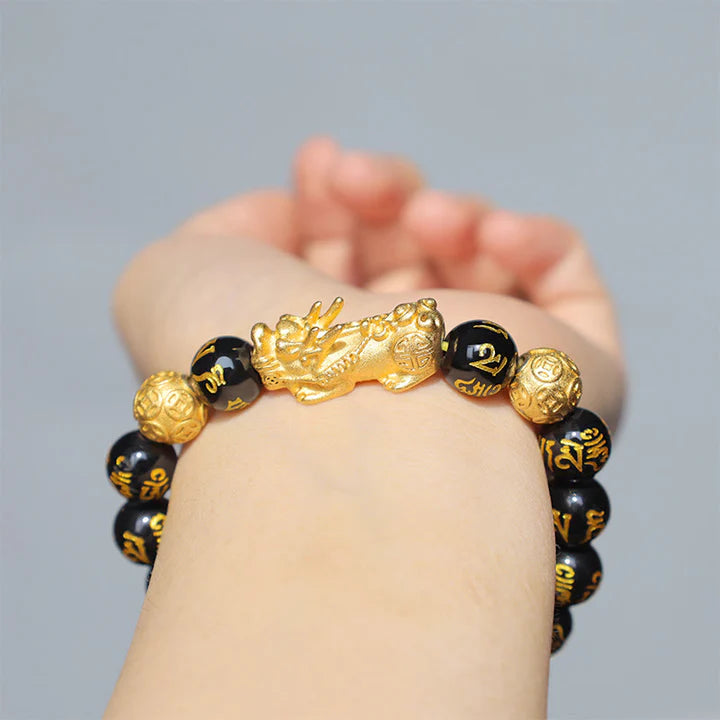 Pulsera de riqueza de obsidiana FengShui PiXiu