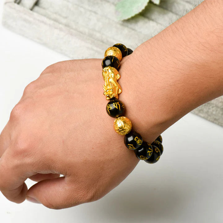 Pulsera de riqueza de obsidiana FengShui PiXiu
