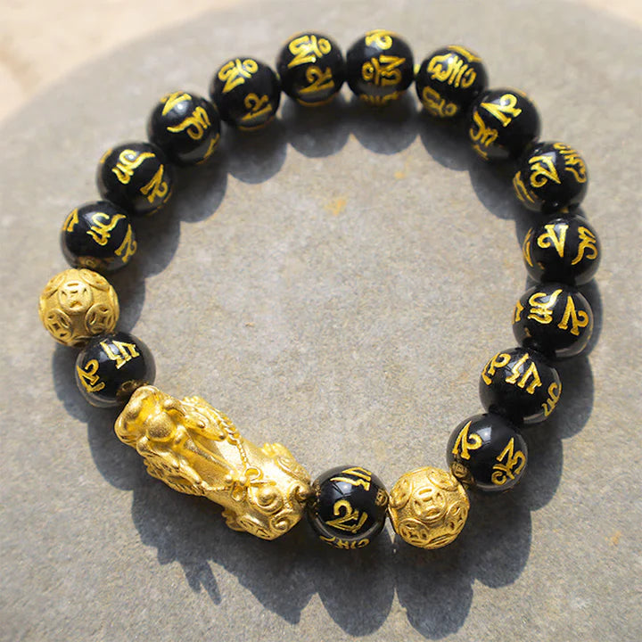 Pulsera de riqueza de obsidiana FengShui PiXiu