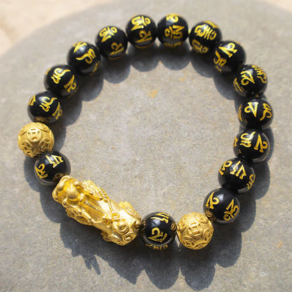 Pulsera de riqueza de obsidiana FengShui PiXiu