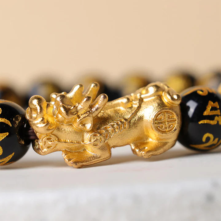 Pulsera de riqueza de obsidiana FengShui PiXiu