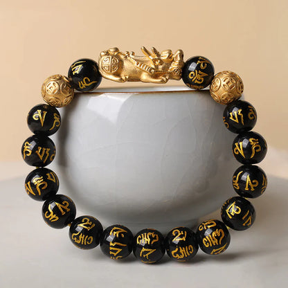 Pulsera de riqueza de obsidiana FengShui PiXiu