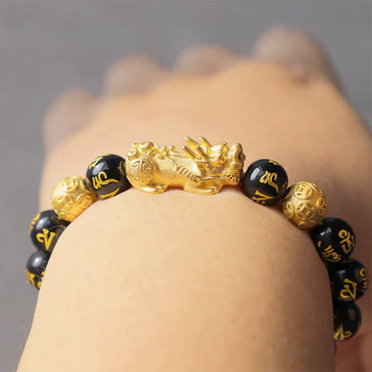 Pulsera de riqueza de obsidiana FengShui PiXiu