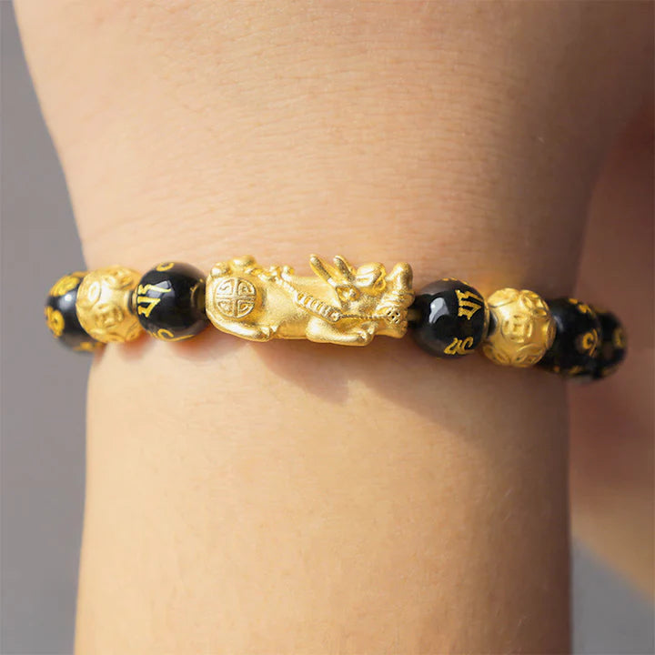 Pulsera de riqueza de obsidiana FengShui PiXiu