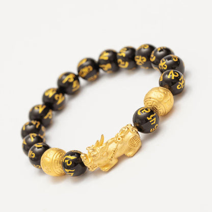 Pulsera de riqueza de obsidiana FengShui PiXiu