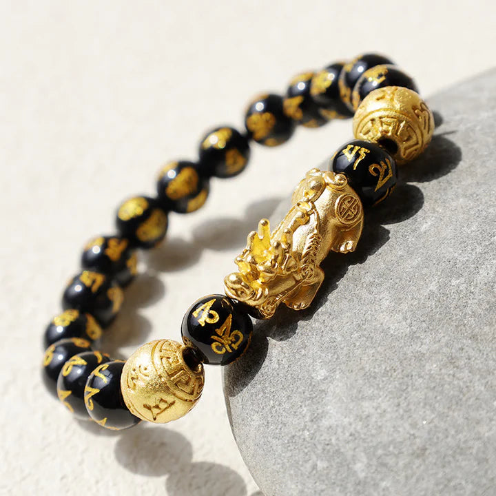 Pulsera de riqueza de obsidiana FengShui PiXiu