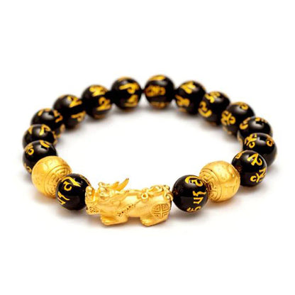 Pulsera de riqueza de obsidiana FengShui PiXiu