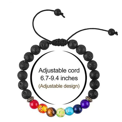 Pulsera de piedra de roca de lava de 7 chakras Pulsera de yoga con cuentas de cristal