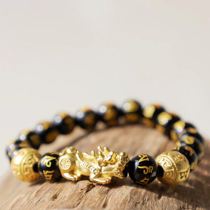 Pulsera de riqueza de obsidiana FengShui PiXiu