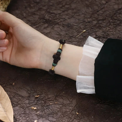 Pulsera de pareja trenzada con nudo de fortuna de jade de hilo rojo