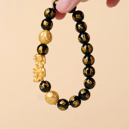 Pulsera de riqueza de obsidiana FengShui PiXiu