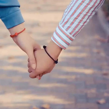 Pulsera de pareja trenzada con nudo de fortuna de jade de hilo rojo